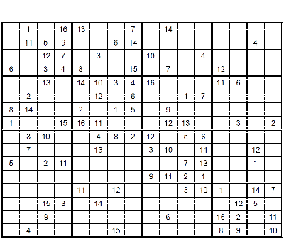 Ejemplo de Sudoku 16 x 16