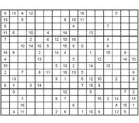 Sudoku 16 x 16 medio. Puzzle 2