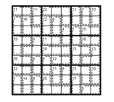 Killer Sudoku difcil. Puzzle 1