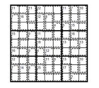 Killer Sudoku dificil. Puzzle 1