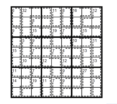 Killer Sudoku difcil. Puzzle 3