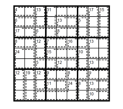 Killer Sudoku experto. Puzzle 1