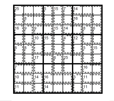 Killer Sudoku medio. Puzzle 3