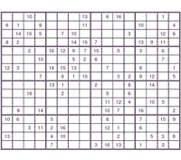 Sudoku 16 x 16 facil. Puzzle 1