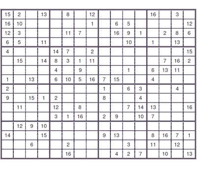 Sudoku 16 x 16 fácil. Puzzle 3