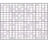 Sudoku 16 x 16 facil. Puzzle 4