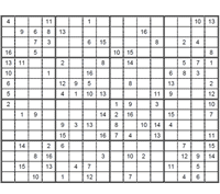 Sudoku 16 x 16 medio. Puzzle 3