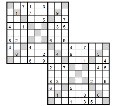 Sudoku Doble X difícil. Puzzle 3