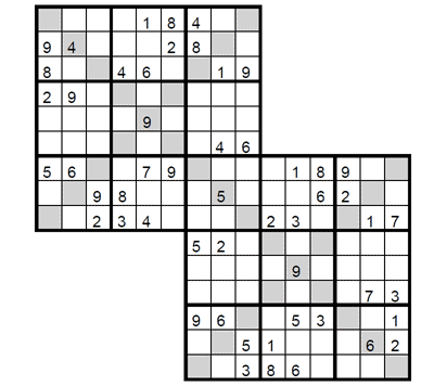 Sudoku Doble X fácil. Puzzle 1