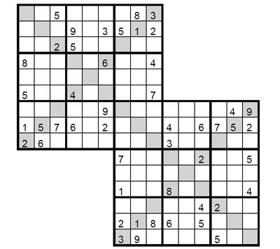 Sudoku Doble X medio. Puzzle 1
