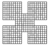Sudoku Samurai difícil. Puzzle 1