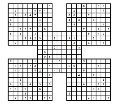 Sudoku Samurai difícil Puzzle 4