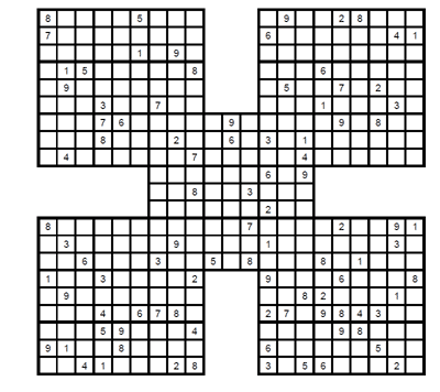 Sudoku Samurai medio Puzzle 3