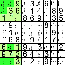 Técnicas de resolución de Sudokus: Múltiples líneas. Paso 1