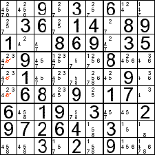 Otras técnicas de resolución de Sudokus: Múltiples líneas. Paso 3