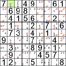 Técnicas de resolución de Sudokus: Nishio. Paso 2